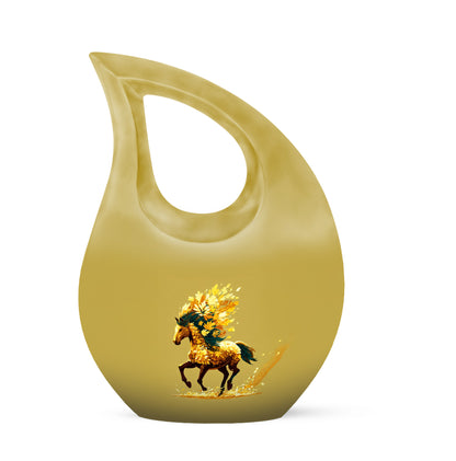 Hallowed Horse Cremation Urns for Human Ashes - Gold 10-inch - Yatskia
