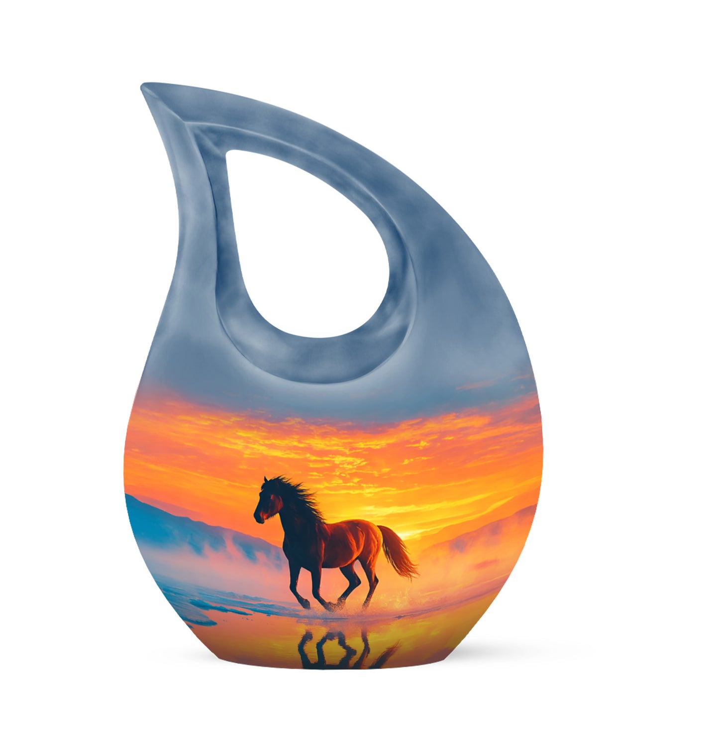 Stunning Blue Horse Resting Place Urn for Human Ashes - 10-inch, 200 cu in - Yatskia