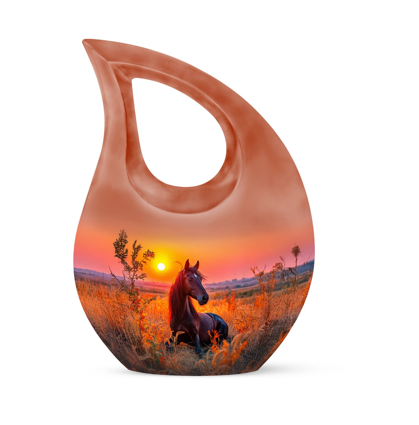 Personalized Red Sovereign Horse Cremation Urns for Human Ashes - 10-inch, 200 cu in - Yatskia