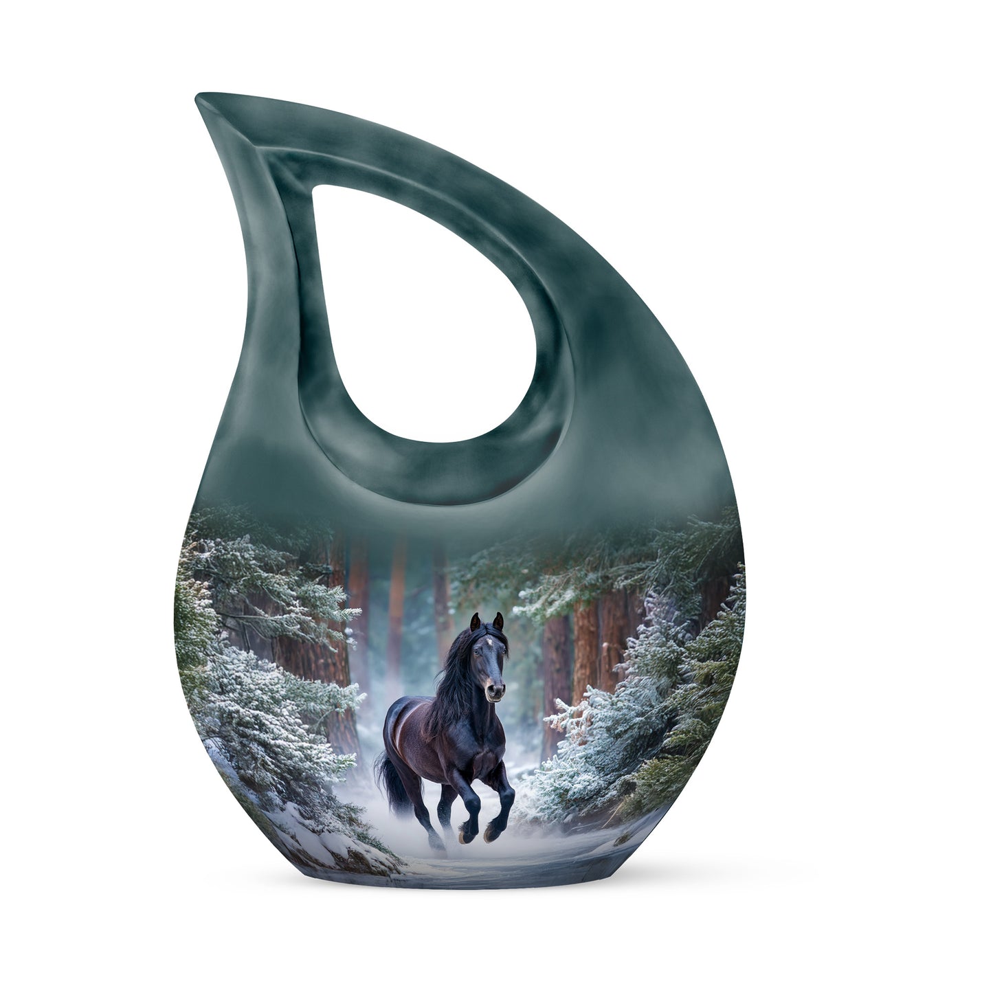 Ethereal Horse Memorial Cremation Urns - Blue 10-inch, 200 cu in - Yatskia