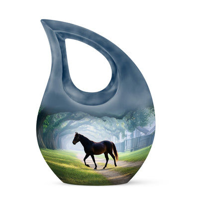 Personalized Magnificent Horse Cremation Urns - Teal 10-inch, 200 cu in - Yatskia