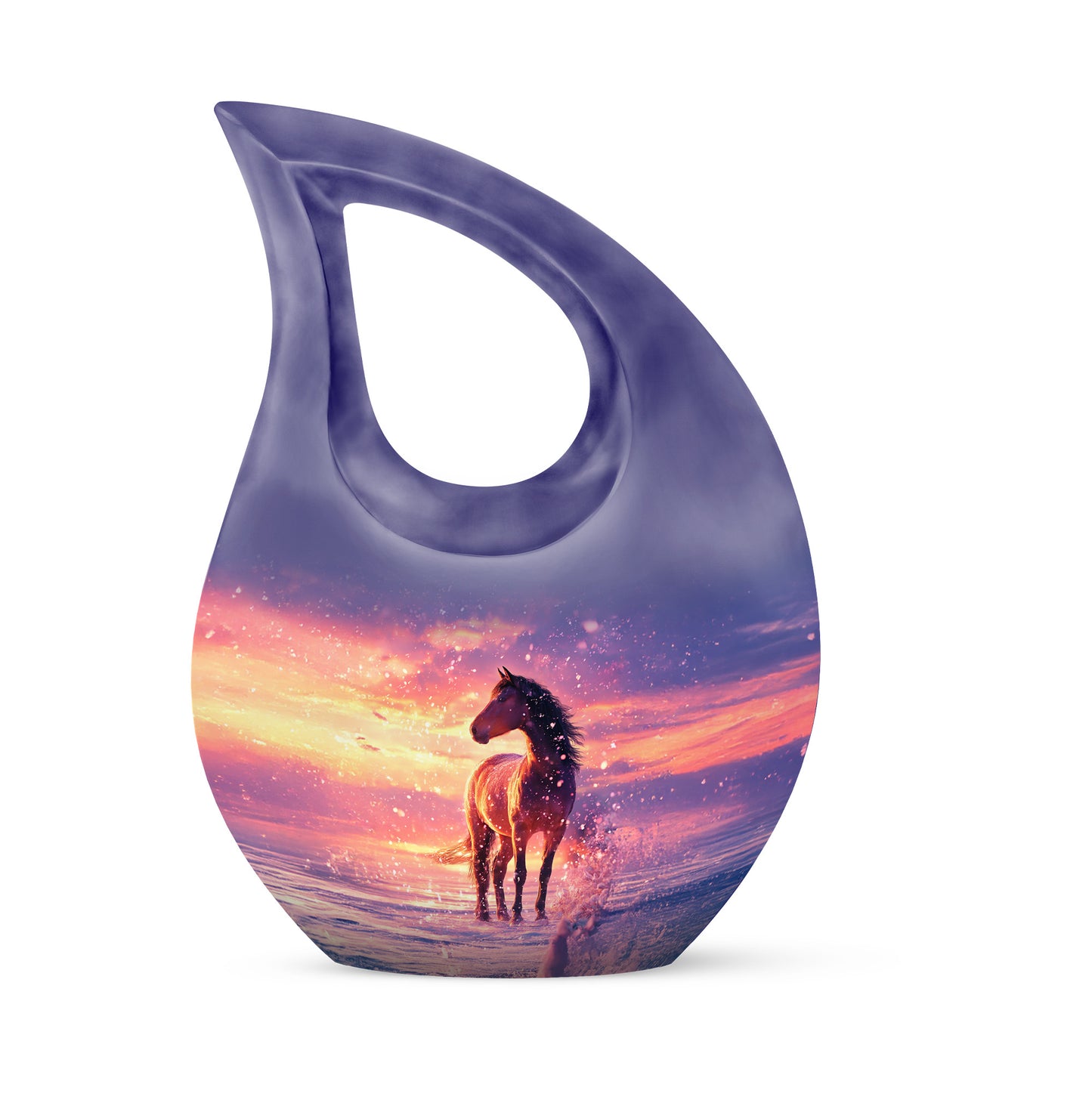 Remarkable Horse Memorial Cremation Urns - Blue 10-inch, 200 cu in - Yatskia