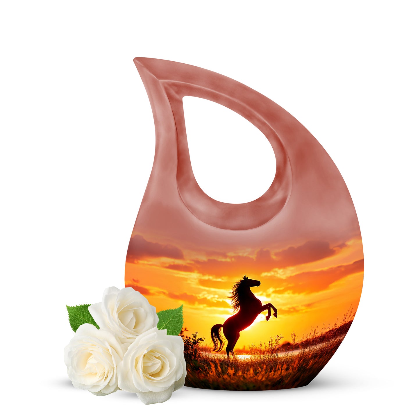 Radiant Horse Memorial Cremation Urns - Red 10-inch, 200 cu in - Yatskia
