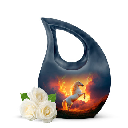 Personalized Red Sovereign Horse Cremation Urns for Human Ashes - 10-inch, 200 cu in - Yatskia