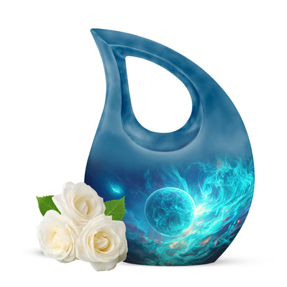 Radiant Galaxy Memorial Cremation Urns - Blue 10-inch, 200 cu in - Yatskia