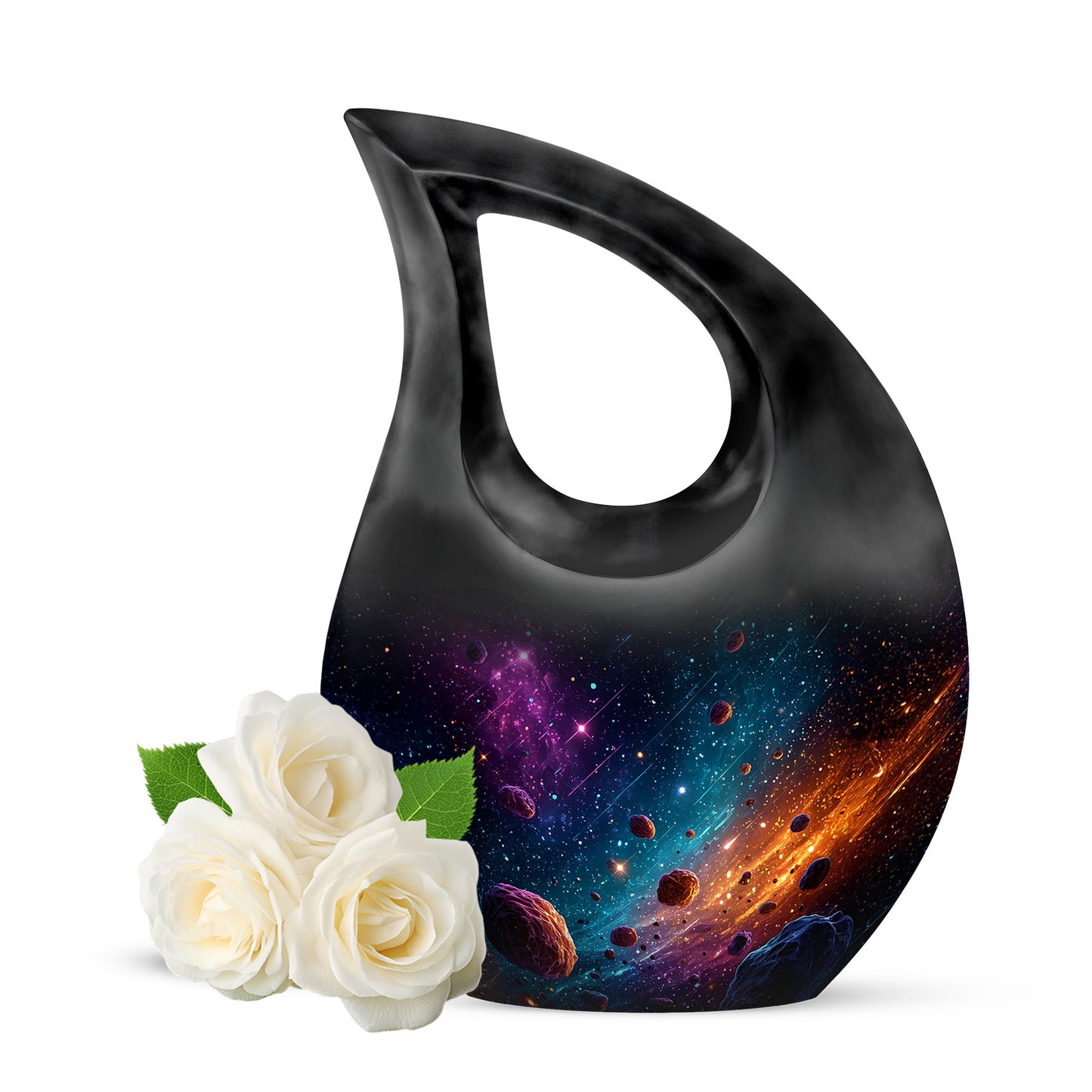 Personalized Blue Cherished Galaxy Cremation Urns for Human Ashes - 10-inch, 200 cu in - Yatskia