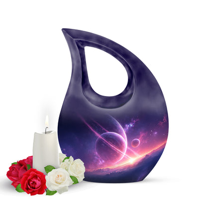 Blue Resounding Galaxy Memorial Urn for Ashes - 10-inch, 200 cu in - Yatskia