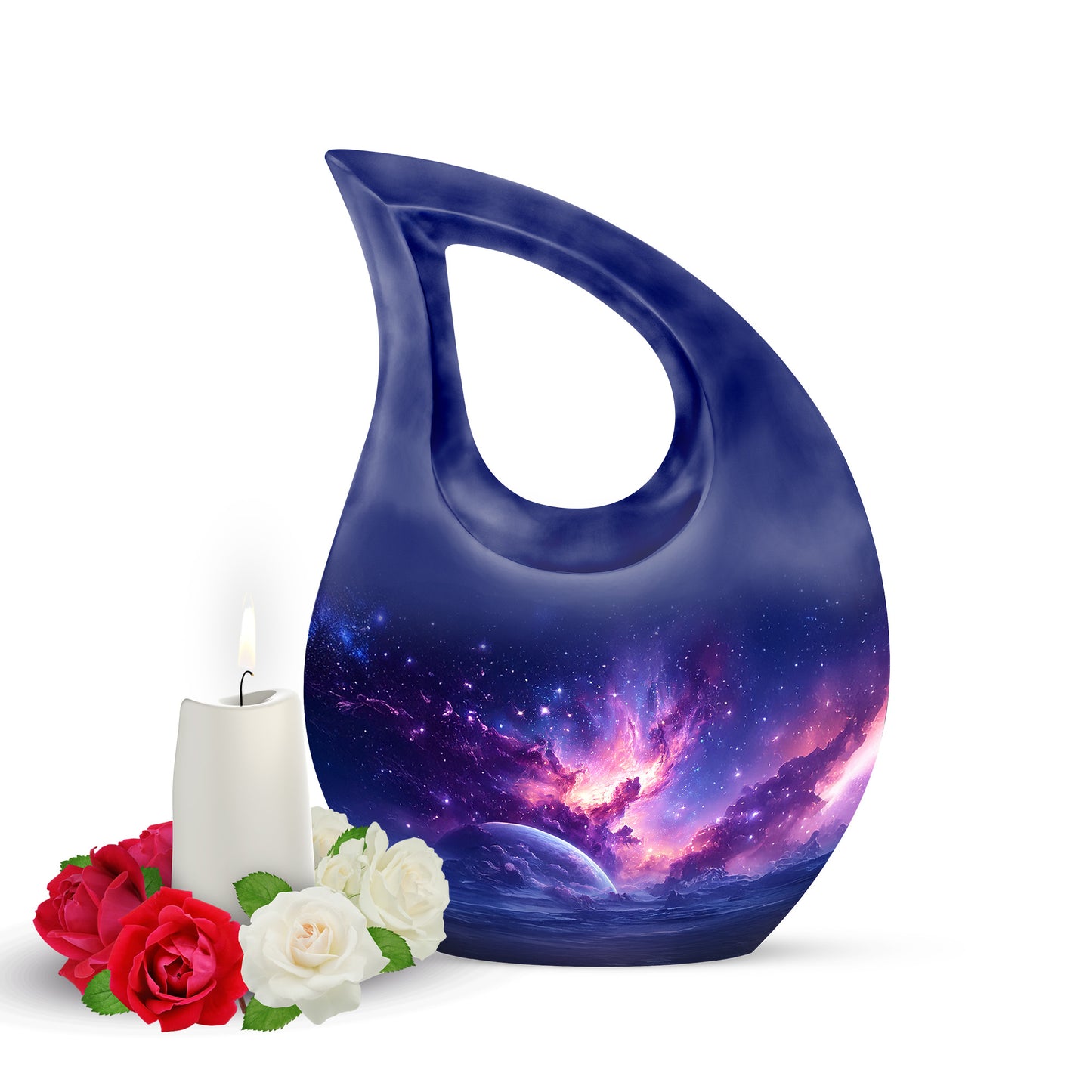 Timeless Blue Galaxy Cremation Urn for Ashes - 10-inch, 200 cu in - Yatskia