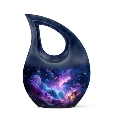 Personalized Blue Cherished Galaxy Cremation Urns for Human Ashes - 10-inch, 200 cu in - Yatskia