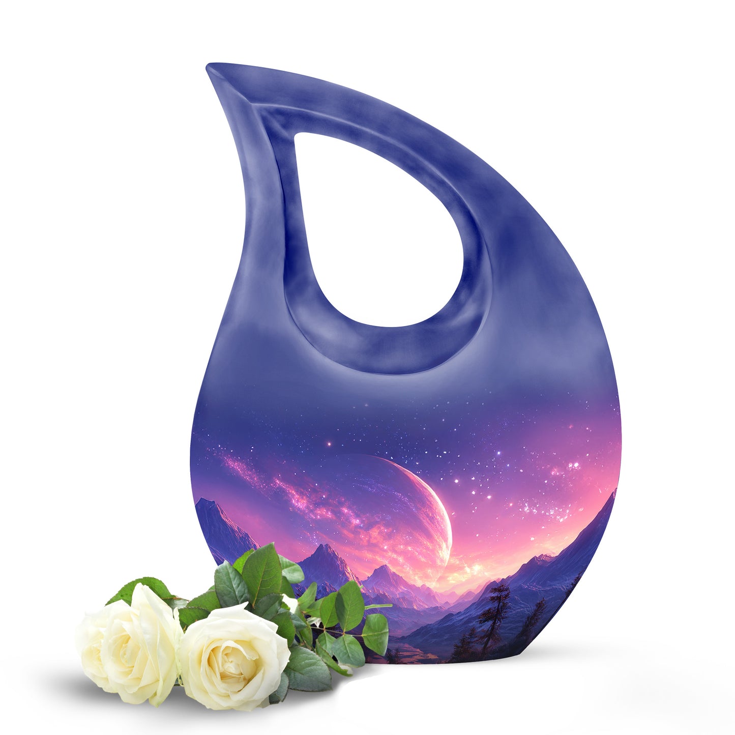 Blue Venerable Galaxy Cremation Urns for Human Ashes - 10-inch, 200 cu in - Yatskia