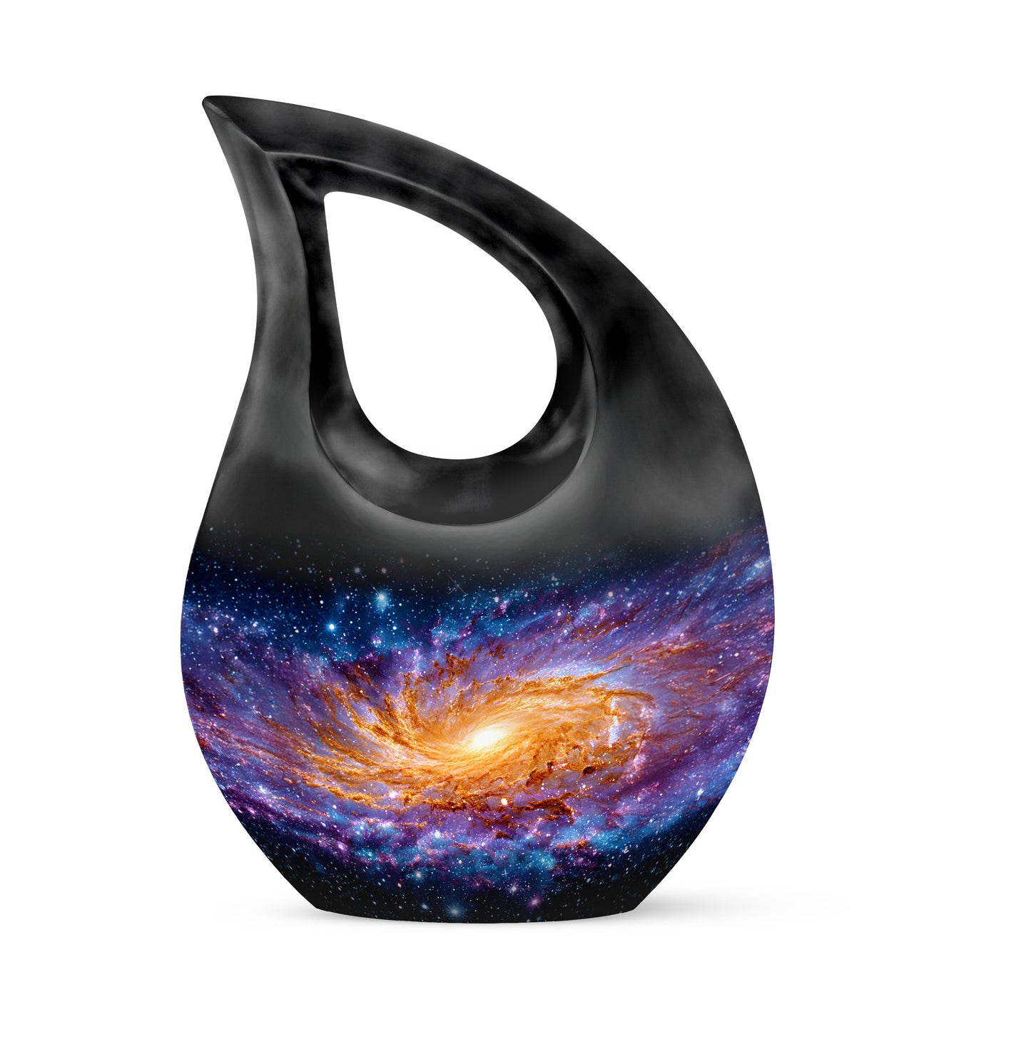 Black Galaxy Honor Cremation Urns for Human Ashes - 10-inch, 200 cu in - Yatskia