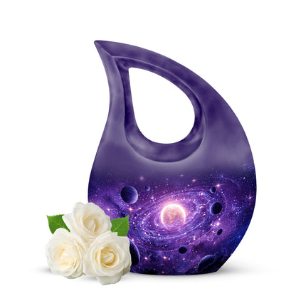 Purple Galaxy Commemoration Cremation Urns for Human Ashes - 10-inch, 200 cu in - Yatskia