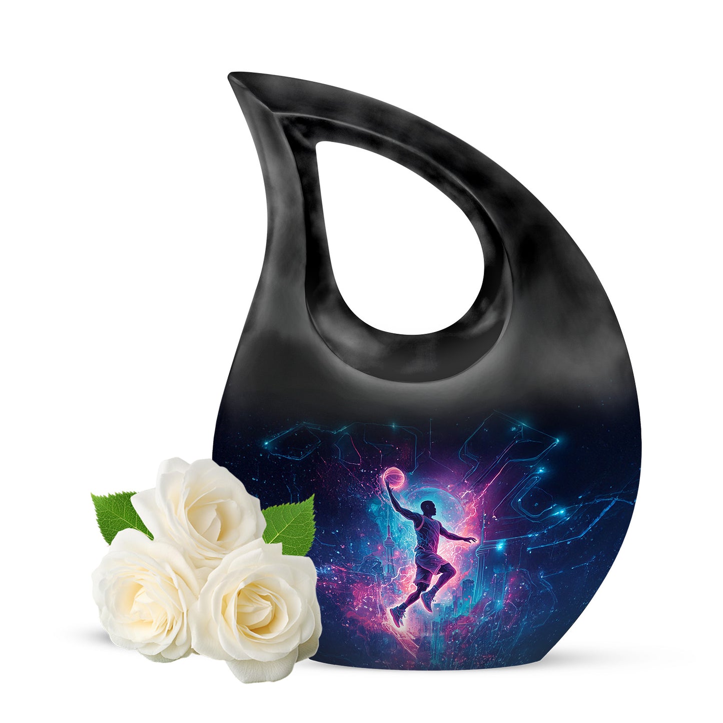 Sublime Basketball Cremation Urns for Human Ashes - Black 10-inch - Yatskia