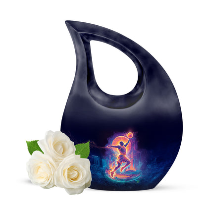 Personalized Black Basketball Cremation Urns for Ashes - Peaceful 10-inch - Yatskia