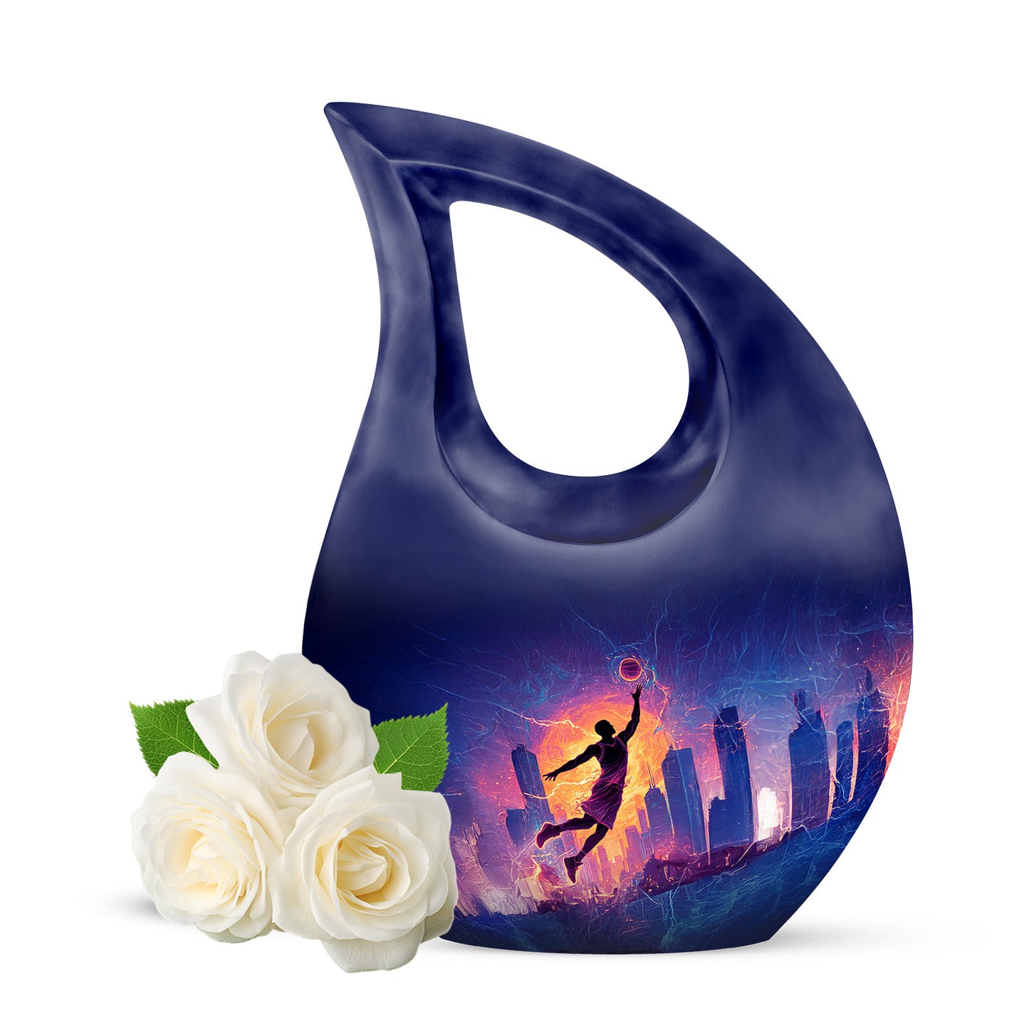 Black Basketball Cremation Urns - Opulent Remembrance 10-inch, 200 cu in - Yatskia