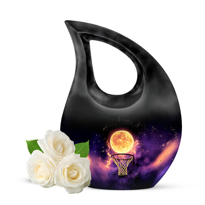 Ethereal Basketball Memorial Cremation Urns - Black 10-inch, 200 cu in - Yatskia