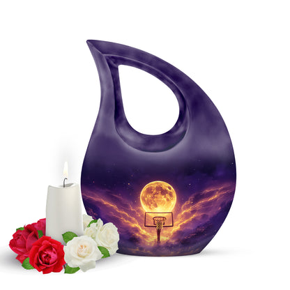 Personalized Basketball Cremation Urns - Tranquil Blue 10-inch, 200 cu in - Yatskia