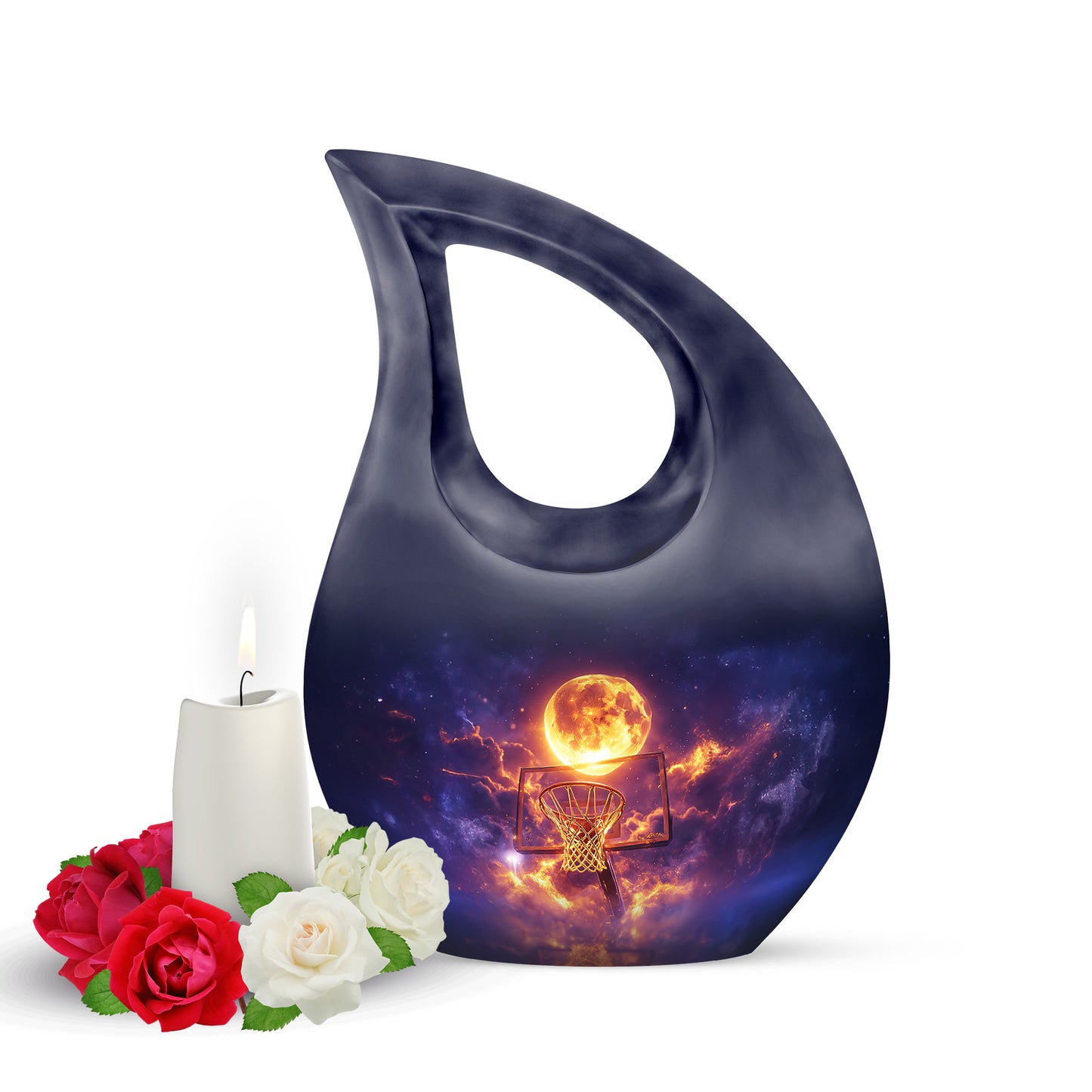 Personalized Magnificent Basketball Cremation Urns - Blue 10-inch, 200 cu in - Yatskia
