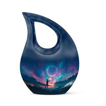 Dignified Blue Basketball Cremation Urn for Ashes - 10-inch, 200 cu in - Yatskia