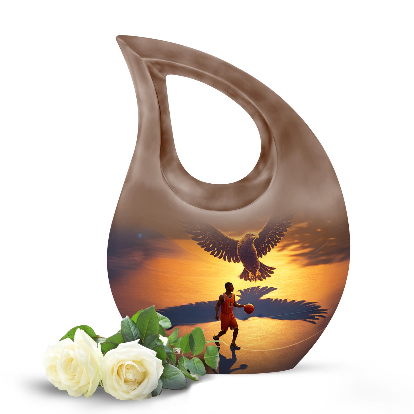 Gold Resounding Basketball Memorial Urn for Ashes - 10-inch, 200 cu in - Yatskia