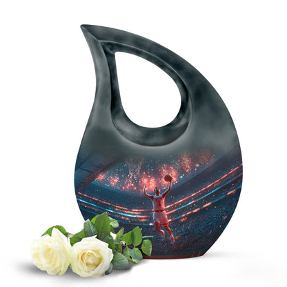 Personalized Basketball Cremation Urns - Pristine Blue 10-inch, 200 cu in - Yatskia