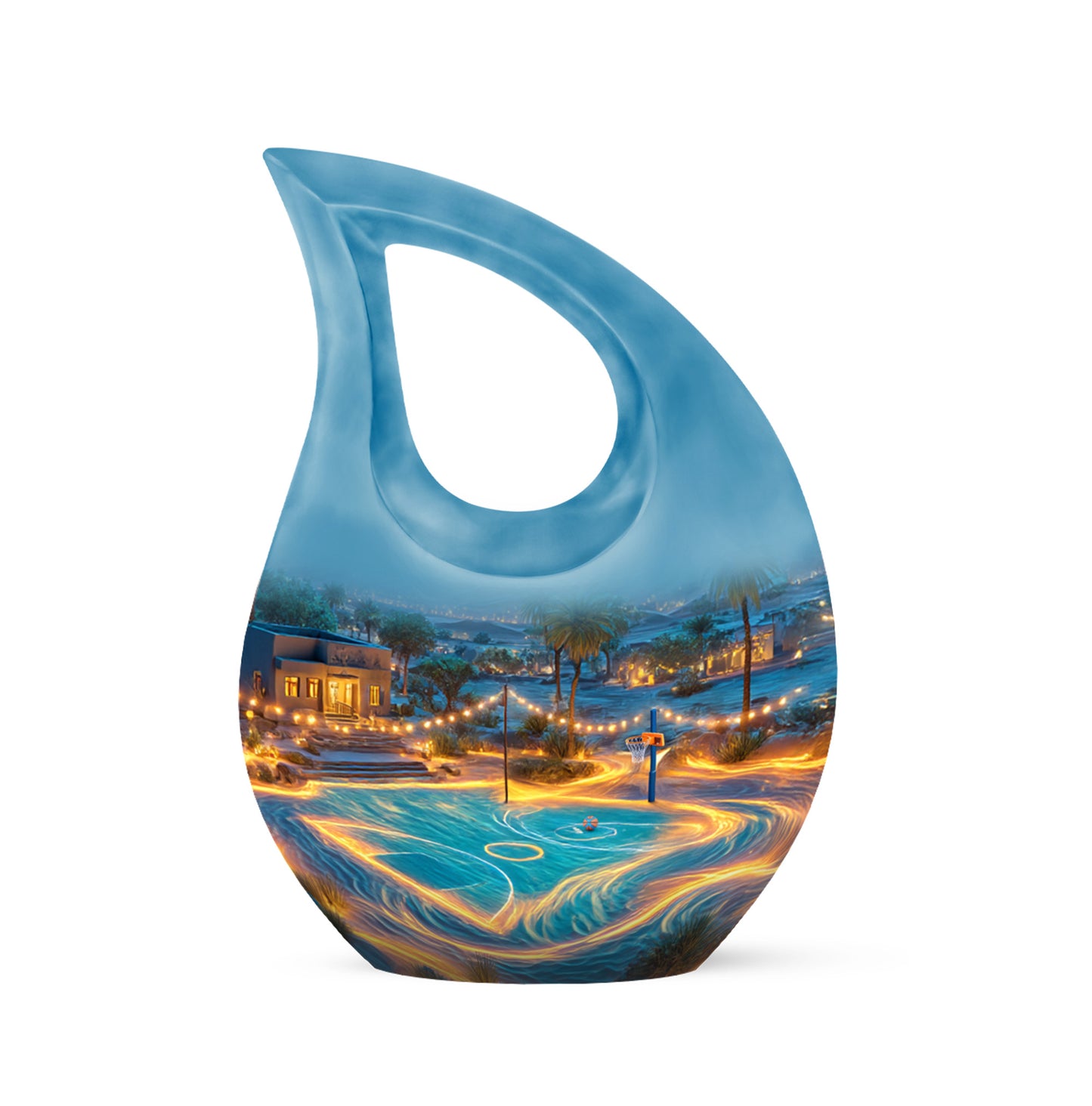 Blue Beloved Basketball Cremation Urns for Human Ashes - 10-inch, 200 cu in - Yatskia