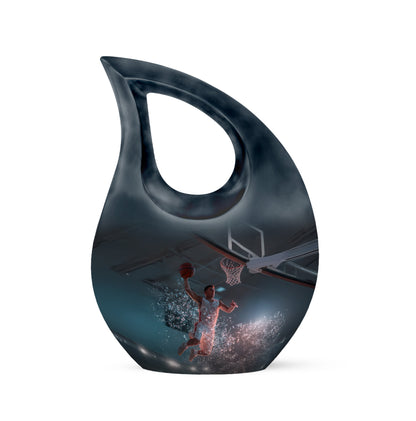 Black Basketball Sanctuary Cremation Urns for Human Ashes - 10-inch, 200 cu in - Yatskia