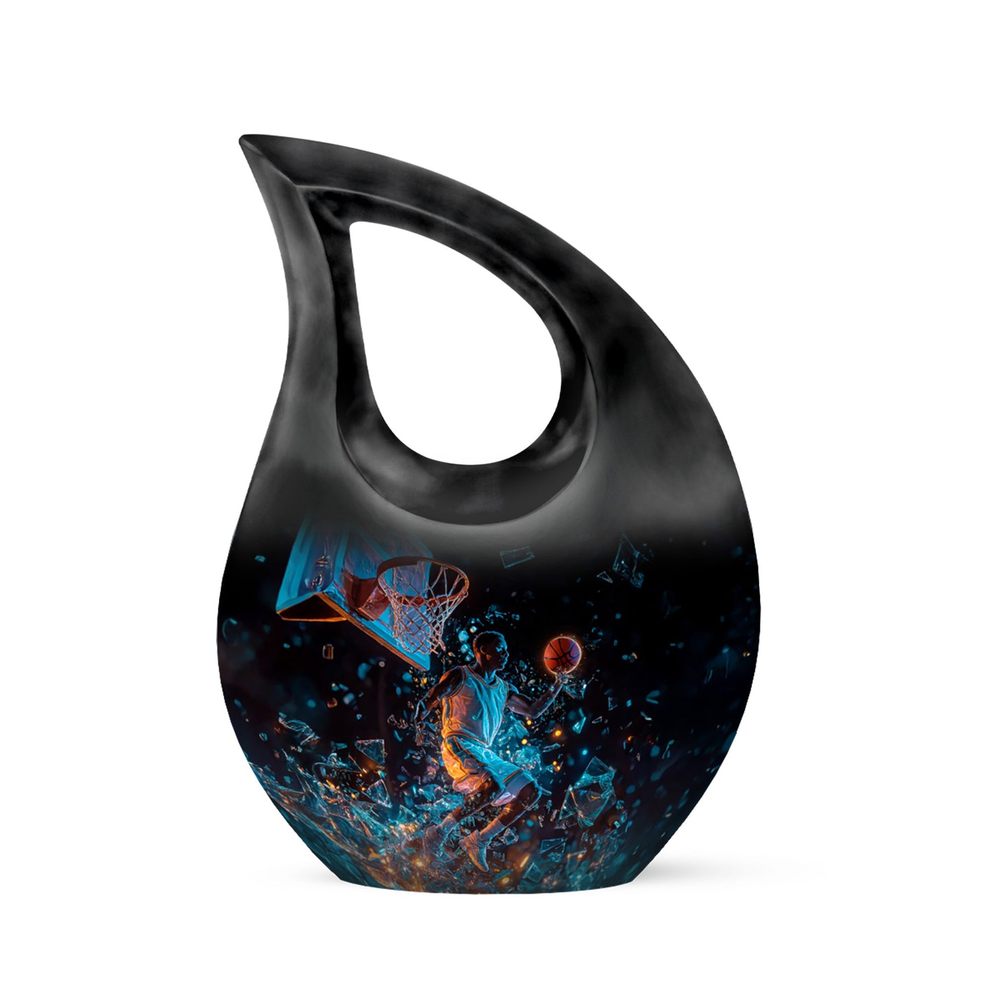 Personalized Basketball Cremation Urns - Soothing Black 10-inch, 200 cu in - Yatskia