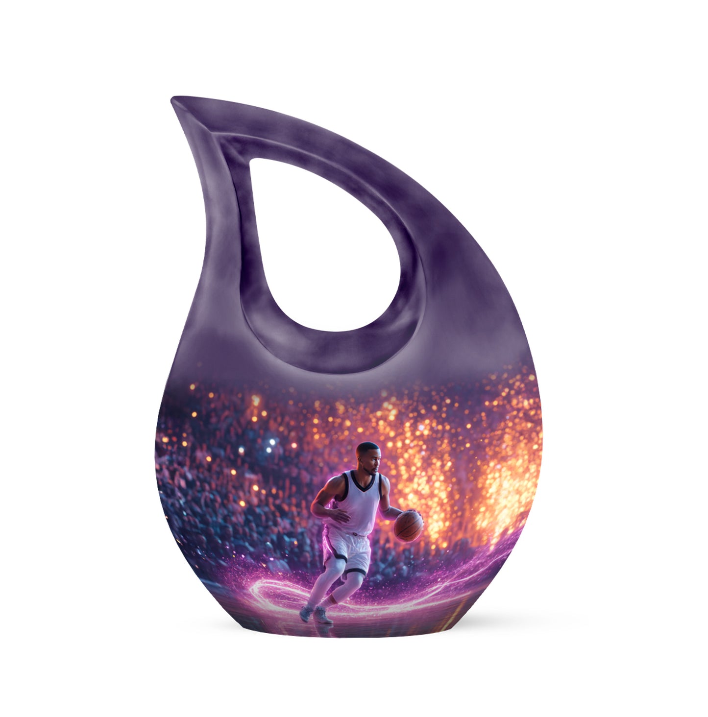 Stunning Blue Basketball Embrace Urn for Human Ashes - 10-inch, 200 cu in - Yatskia