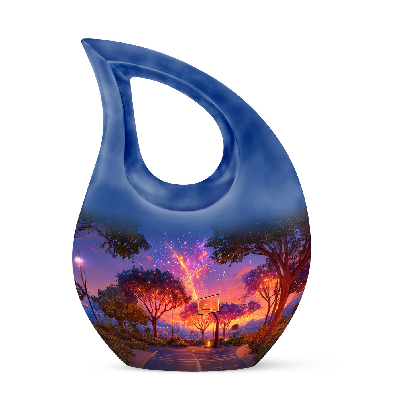 Personalized Basketball Cremation Urns - Wondrous Blue 10-inch, 200 cu in - Yatskia
