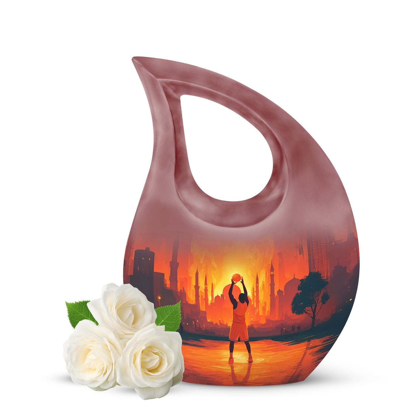 Red Venerable Basketball Cremation Urns for Human Ashes - 10-inch, 200 cu in - Yatskia