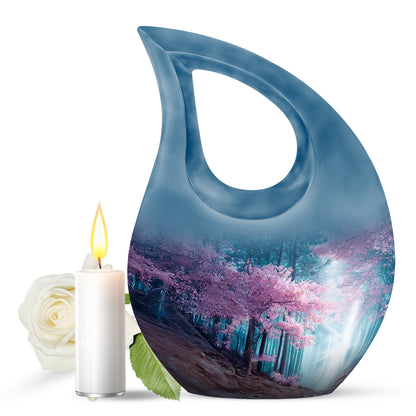 Personalized Magnificent Cherry Blossom Cremation Urns - Blue 10-inch, 200 cu in - Yatskia