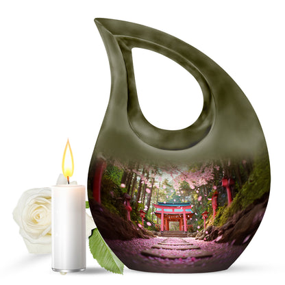 Gold Serene Cherry Blossom Memorial Urn for Ashes - Yatskia