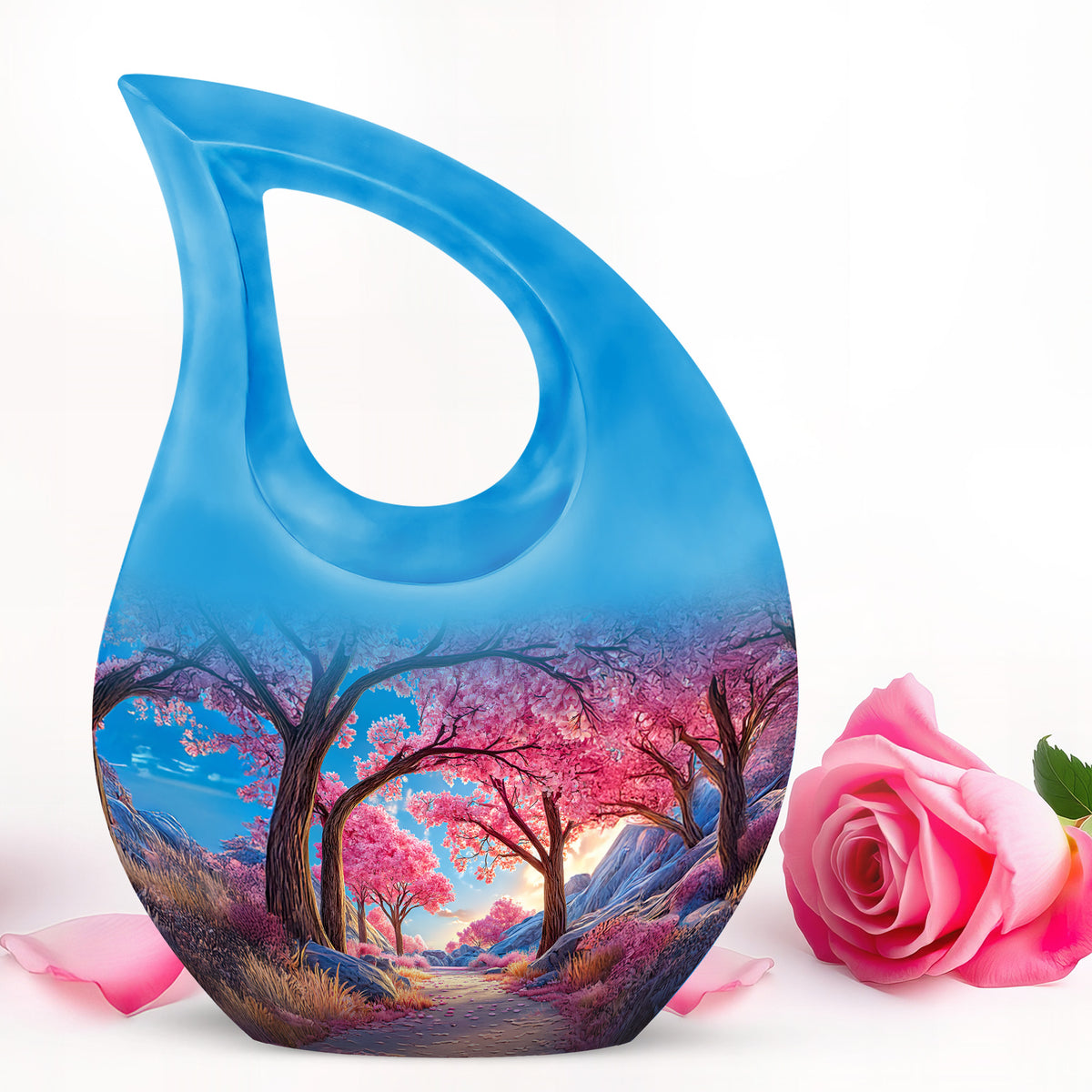 Personalized Refined Cherry Blossom Cremation Urns - Blue - Yatskia