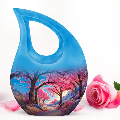 Personalized Refined Cherry Blossom Cremation Urns - Blue - Yatskia