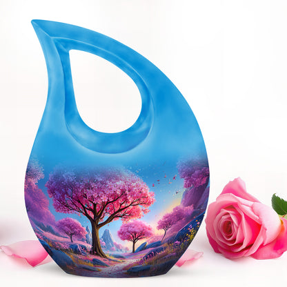Timeless Blue Cherry Blossom Cremation Urn for Ashes - Yatskia