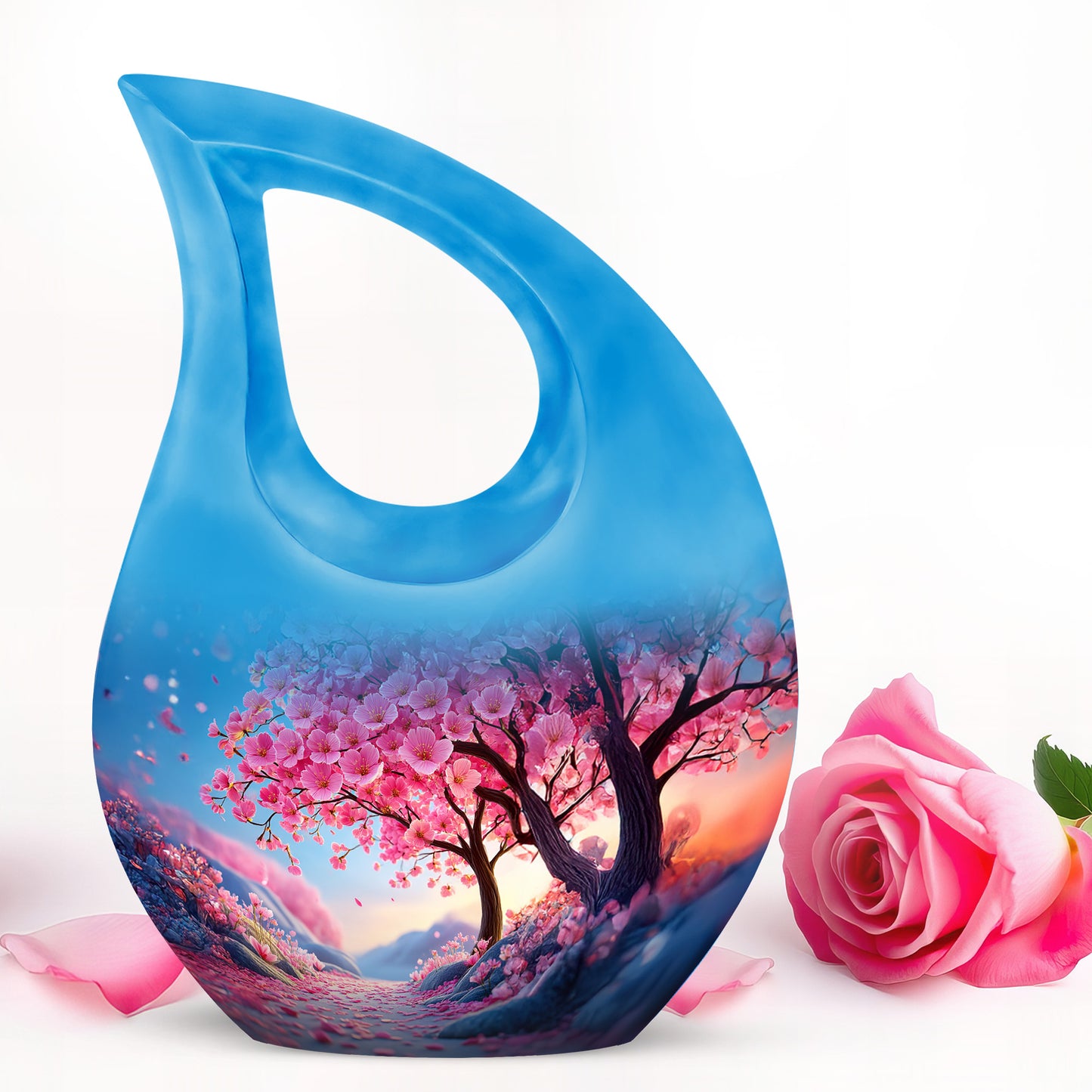 Divine Pink Cherry Blossom Cremation Urn for Ashes - 10-inch, 200 cu in - Yatskia