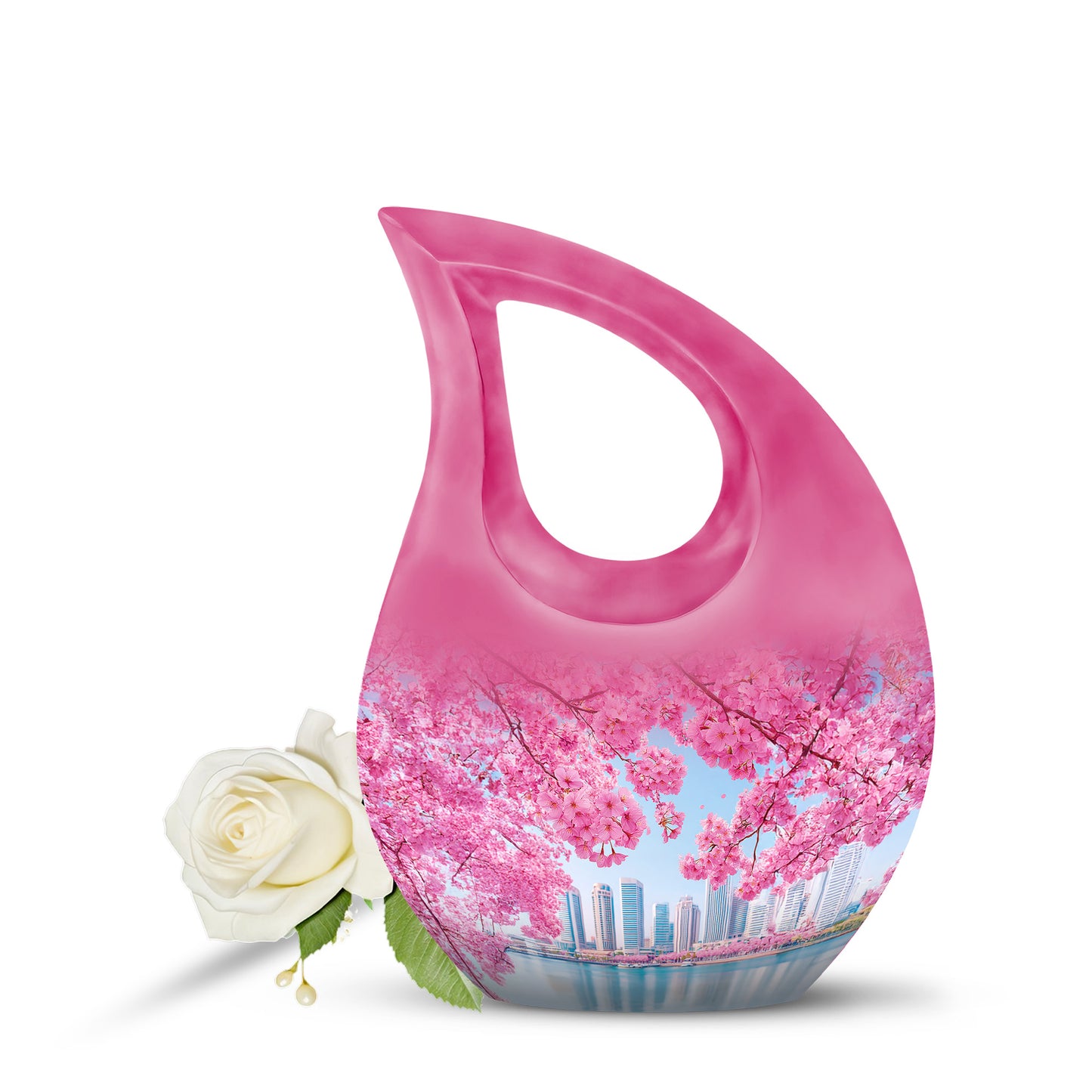 Blue Cherry Blossom Cremation Urns - Glorious Memorial 10-inch, 200 cu in - Yatskia