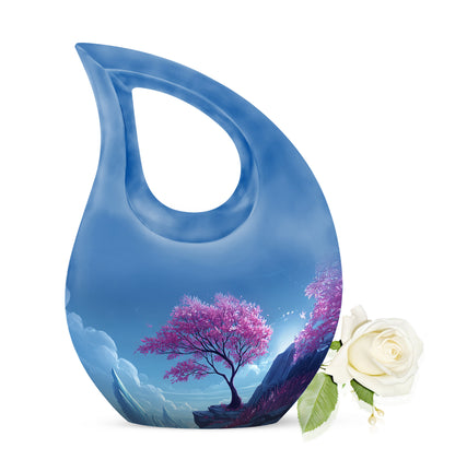Personalized Blue Cherry Blossom Cremation Urns for Ashes - Transcendent - Yatskia