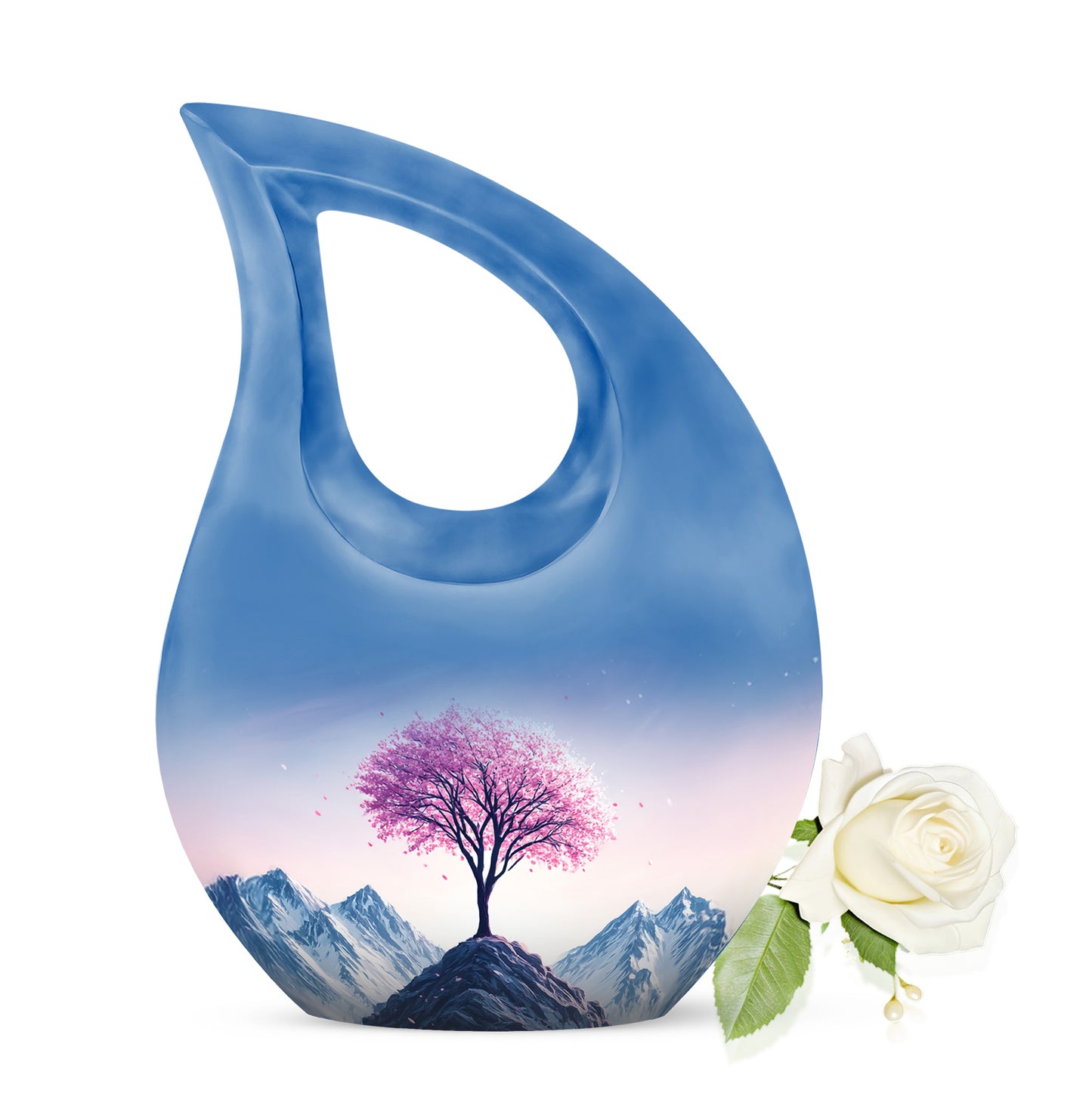 Pink Breathtaking Cherry Blossom Memorial Urn for Ashes - 10-inch, 200 cu in - Yatskia