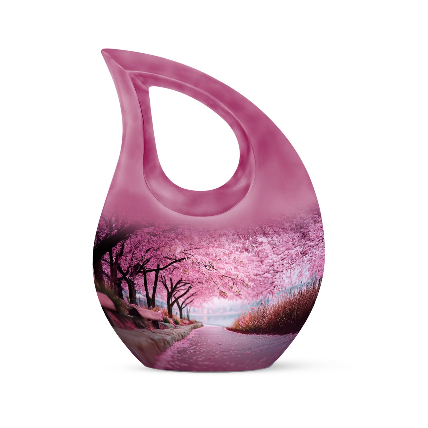 Personalized Pink Steadfast Cherry Blossom Cremation Urns for Human Ashes - 10-inch, 200 cu in - Yatskia