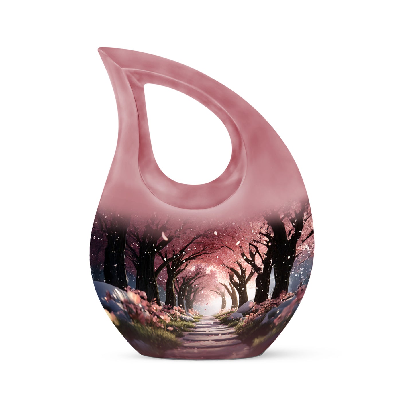 Ethereal Cherry Blossom Memorial Cremation Urns - Red 10-inch, 200 cu in - Yatskia