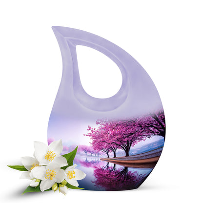 Stunning White Cherry Blossom Testament Urn for Human Ashes - Yatskia