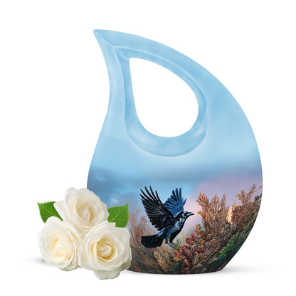 Illustrious Crow Memorial Cremation Urns - Blue - Yatskia