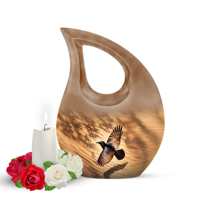 Hallowed Crow Cremation Urns for Human Ashes - Gold 10-inch - Yatskia