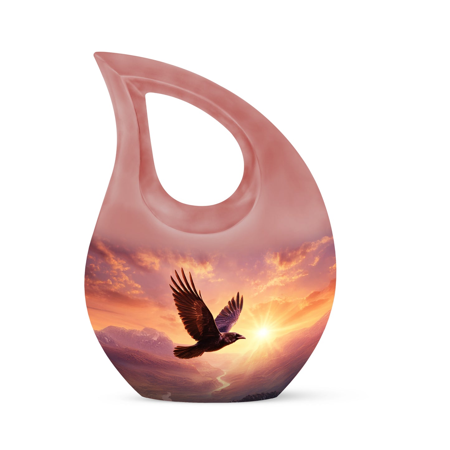 Personalized Elegant Crow Cremation Urns - Pink 10-inch, 200 cu in - Yatskia