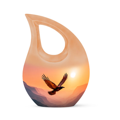 Personalized Red Heavenly Crow Cremation Urns for Human Ashes - 10-inch, 200 cu in - Yatskia