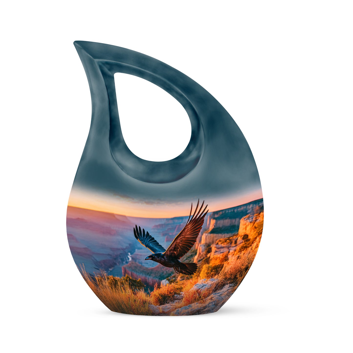 Personalized Blue Crow Cremation Urns for Ashes - Transcendent 10-inch - Yatskia
