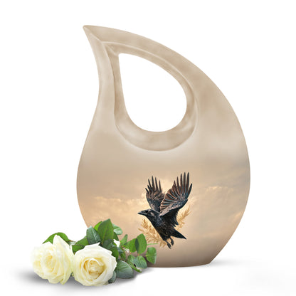 Personalized Refined Crow Cremation Urns - Gold 10-inch, 200 cu in - Yatskia