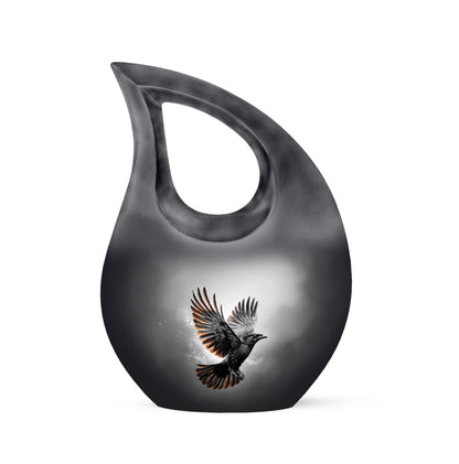 Personalized Black Crow Cremation Urns for Ashes - Majestic 10-inch - Yatskia